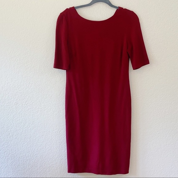 Carmen Marc Valvo Dark Red Midi Dress - Picture 1 of 16